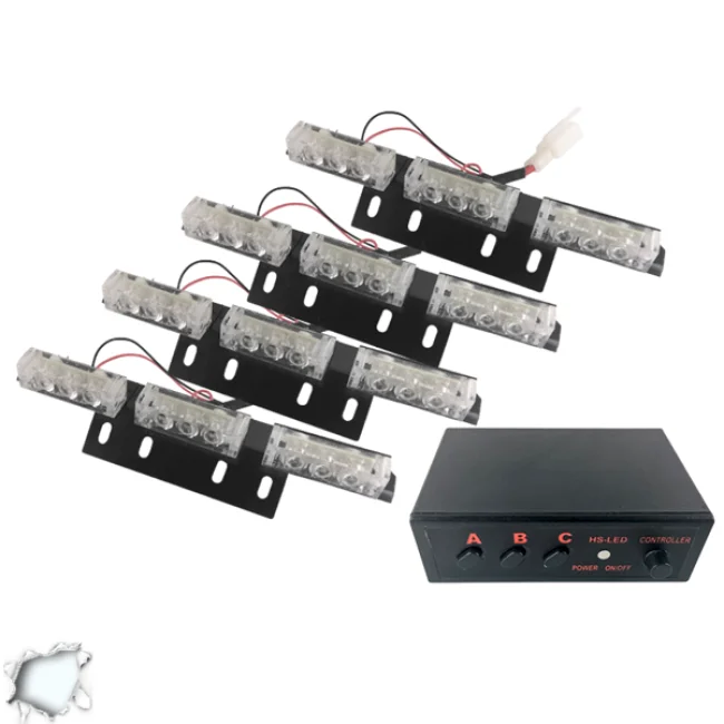 Εξωτερικά Φώτα Οδικής Βοήθειας STROBO LED 4x3 36W 10-30V IP65 Αδιάβροχα Λευκό  17941