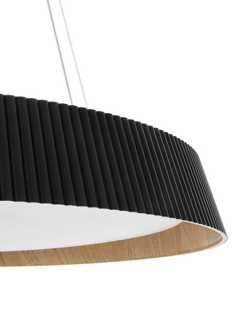 kelvo® LUMORA KLV-101-0579 Κρεμαστό Φωτιστικό Οροφής LED 36W 3600lm 120° AC 220-240V IP20 Ρυθμιζόμενο Λευκό CCT με Διακόπτη στο Driver 2700K/4500K/6000K Triac Dimmable - Lumileds SMD Chip & ENEC/TÜV Driver - Μαύρο Ματ & Εφέ Ξύλου - Μ53 x Π53 x Υ7cm - 5 Χρόνια Εγγύηση - 5