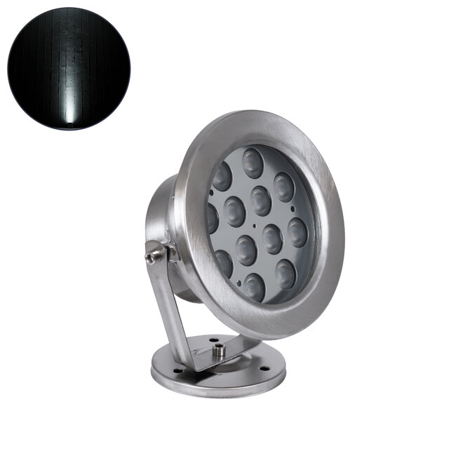 UNDERWATER-DENIS 90430 Υποβρύχιο Επιφανειακό Φωτιστικό Σποτ Ειδικό για Σιντριβάνια - Πισίνες - Τζακούζι LED 12W 1200lm 30° DC 24V Αδιάβροχο IP68 Μ14.5 x Π7 x Υ17cm Ψυχρό Λευκό 6000K - Ανοξείδωτο Ατσάλι SS304 - 3 Years Warranty