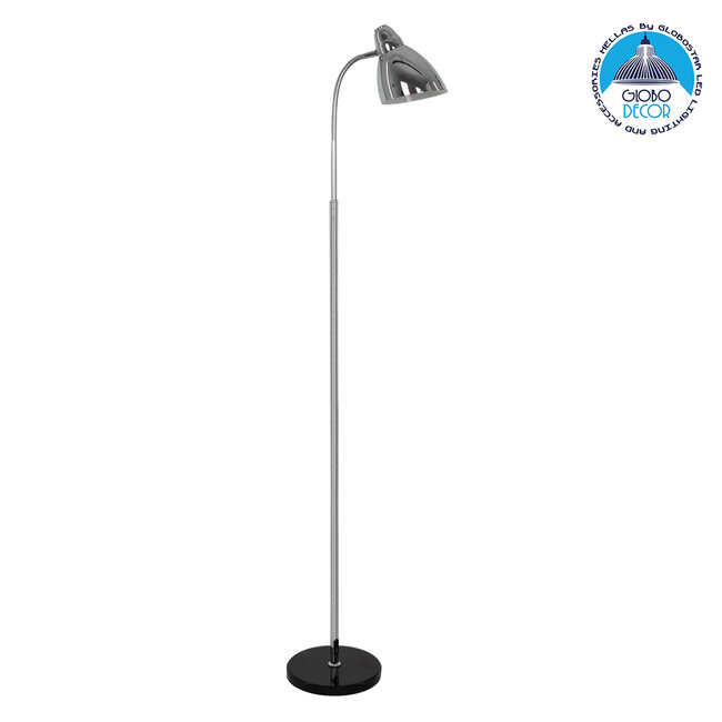 VERSA 00831 Μοντέρνο Φωτιστικό Δαπέδου Μονόφωτο Μεταλλικό Ασημί με Λευκή Μαρμάρινη Βάση Φ14.5 x Υ155cm