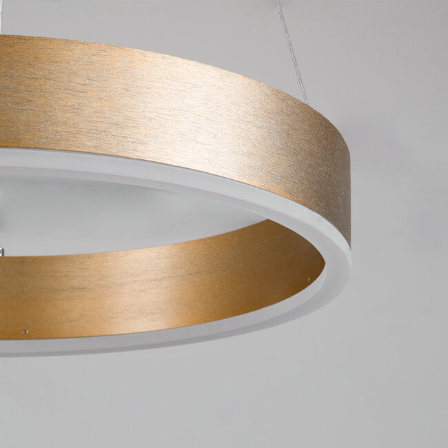 VENOM 61175 Κρεμαστό Φωτιστικό Δαχτυλίδι-Κύκλος LED CCT 30W 3513lm 120° AC 220-240V - Εναλλαγή Φωτισμού μέσω Τηλεχειριστηρίου All In One Ψυχρό 6000K+Φυσικό 4500K+Θερμό 2700K Dimmable Φ40cm - Χρυσό Βούρτσας - 5