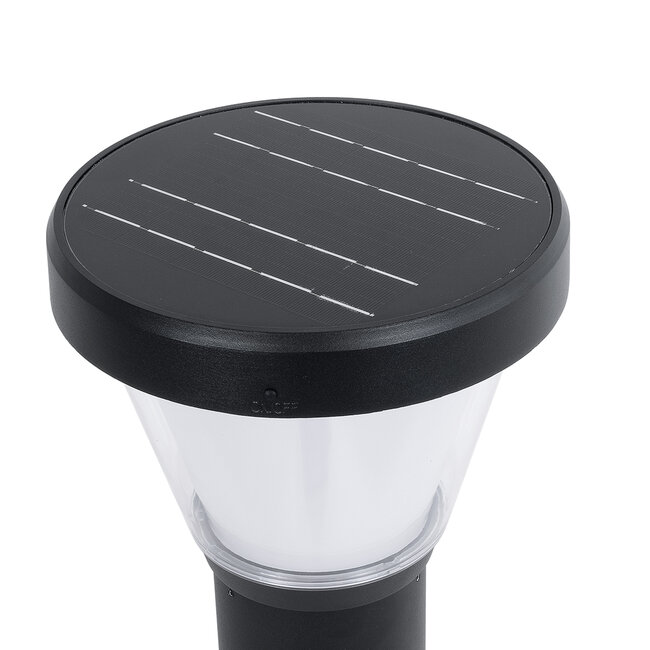 SOLARDIS 90523 LED Solar Bollard Light Κολωνάκι Κήπου Εξωτερικού Χώρου 10W 180lm 120° με Ενσωματωμένο Φωτοβολταϊκό Panel 6V 5W & Επαναφορτιζόμενη Μπαταρία Li-ion 3.2V 6000mAh με Αισθητήρα Ημέρας-Νύχτας - Αδιάβροχο IP65 Φ24 x Υ88cm Ψυχρό Λευκό 6000K - 5