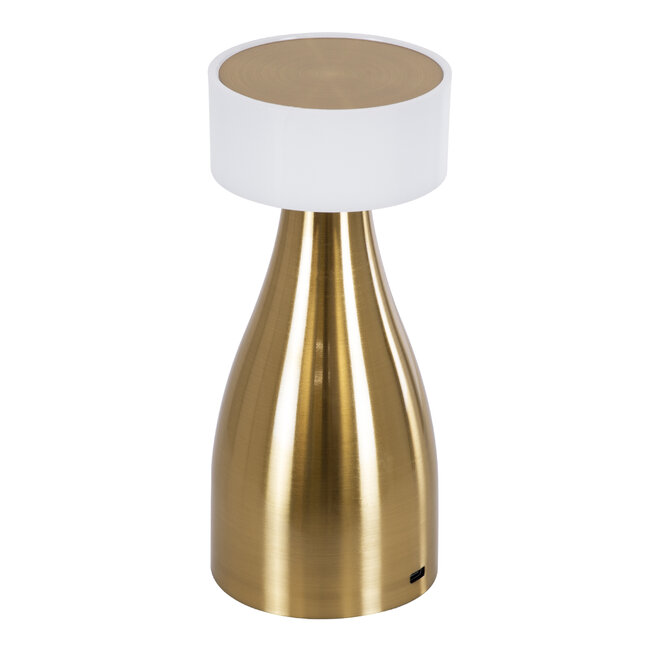 DOLLY 76470 Μοντέρνο Επιτραπέζιο Φωτιστικό Πορτατίφ LED 1.5W 105lm 120° DC 5V Επαναφορτιζόμενο με Μπαταρία Li-ion 1800mAh - Διακόπτη Αφής με 3 Εναλλαγές Φωτισμού CCT Θερμό - Φυσικό - Ψυχρό 1500K - 4500K - 6000K Dimmable - D9 x 21cm - Χρυσό