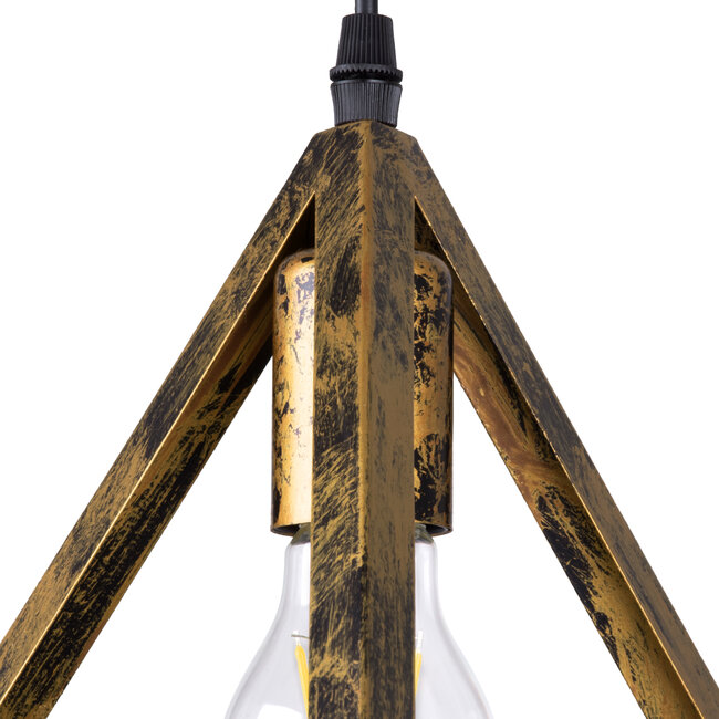 TRIANGLE 00624 Μοντέρνο Κρεμαστό Φωτιστικό Οροφής Τρίφωτο Μπρούτζινο Μεταλλικό Πλέγμα Μ70 x Π22 x Y130cm - 5
