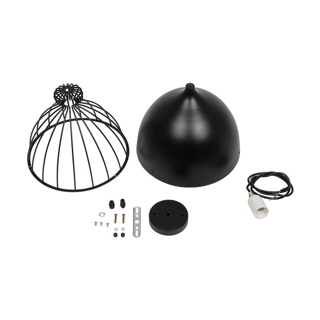 CANARIO 999-0111 Vintage Κρεμαστό Φωτιστικό Οροφής με Ντουί 1 x E27 AC 220-240V IP20 - Μαύρο - Μ28 x Π28 x Υ47cm - 10