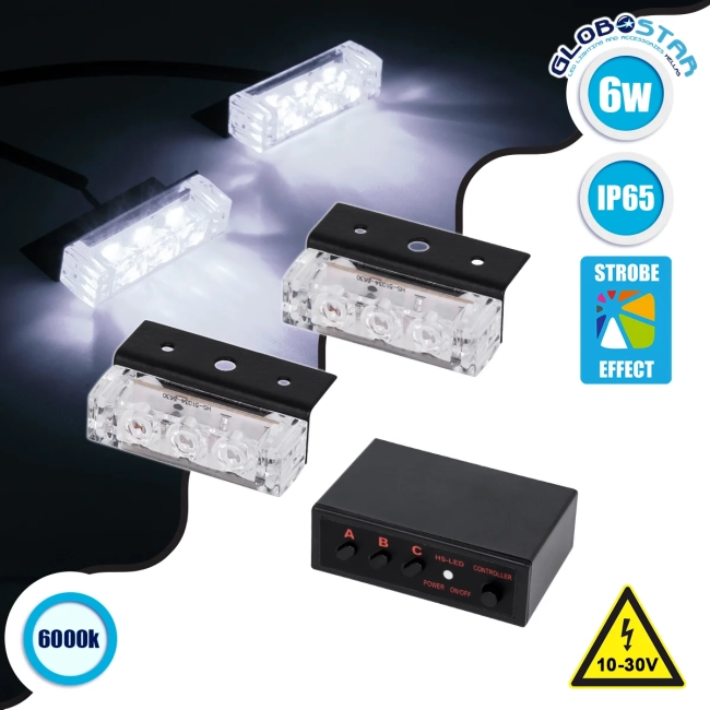85004 PRO Series ΣΕΤ 2 x Μπάρες Σήμανσης Οχήματος Ασθενοφόρου για Αυτοκίνητα & Φορτηγά 3 Προγραμμάτων Φωτισμού STROBE LED HIGH POWER 6W DC 10-30V Αδιάβροχο IP65 Ψυχρό Λευκό 6000K 85004 PRO Series ΣΕΤ 2 x Μπάρες Σήμανσης Οχήματος Ασθενοφόρου για Αυτοκίνητα & Φορτηγά 3 Προγραμμάτων Φωτισμού STROBE LED HIGH POWER 6W DC 10-30V Αδιάβροχο IP65 Ψυχρό Λευκό 6000K