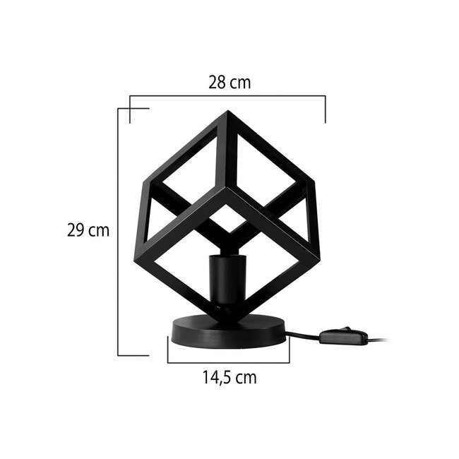 DISE 203-0272 Μοντέρνο Eπιτραπέζιο Φωτιστικό Μονόφωτο 1 x E27 IP20 Μαύρο Πλαστικό - Μ18 x Π18 x Υ22cm