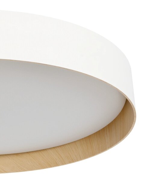 kelvo® RONDO KLV-101-0589-V2 Φωτιστικό Οροφής LED 36W 3600lm 120° AC 220-240V IP20 Ρυθμιζόμενο Λευκό CCT με Διακόπτη στο Driver 2700K/4500K/6000K Triac Dimmable - Lumileds SMD Chip & ENEC/TÜV Driver - Λευκό Ματ & Εφέ Ξύλου - Μ50 x Π50 x Υ7cm - 5 Χρόνια Εγγύηση - 5