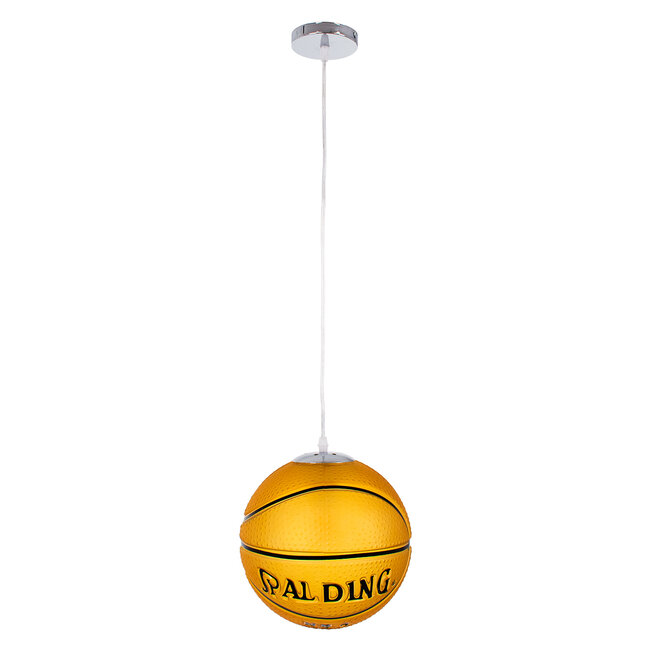 SPALDING NBA 00649 Μοντέρνο Κρεμαστό Παιδικό Φωτιστικό Οροφής Μονόφωτο Πορτοκαλί Γυαλίνο Φ25 x Υ25cm - 4