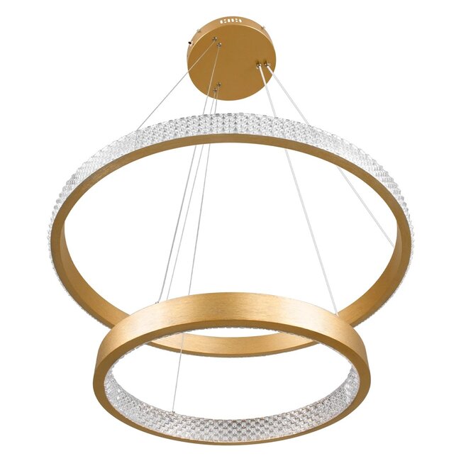 kelvo® DIAMOND KLV-101-0236 Κρεμαστό Φωτιστικό Οροφής LED 75W 7500lm 360° AC 220-240V IP20 Ρυθμιζόμενο Λευκό CCT με Χειριστήριο από 2700K έως 6000K Dimmable - Lumileds SMD Chip - Χρυσό Πλατίνα - Μ60 x Π60 x Υ40cm - 3 Χρόνια Εγγύηση - 5