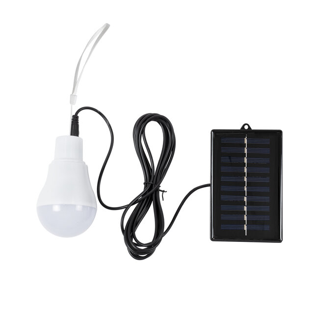 SOLAR-BULB 71502 Αυτόνομη Ηλιακή Κρεμαστή Λάμπα LED A60 Γλόμπος 3W 250lm 260° με Φωτοβολταικό Panel 5V 4W & Επαναφορτιζόμενη Μπαταρία Li-ion 3.2V 600mAh - IP54 - Ψυχρό Λευκό 6000K - Φ6 x Υ10cm - 2 Years Warranty - 6