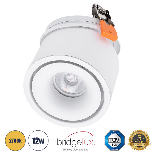 OMEGA-R 60295 Χωνευτό LED Spot Downlight TrimLess Φ10cm 12W 1500lm 36° AC 220-240V IP20 Φ10 x Υ8.2cm - Στρόγγυλο - Λευκό - Θερμό Λευκό 2700K - Bridgelux COB - 5 Years Warranty
