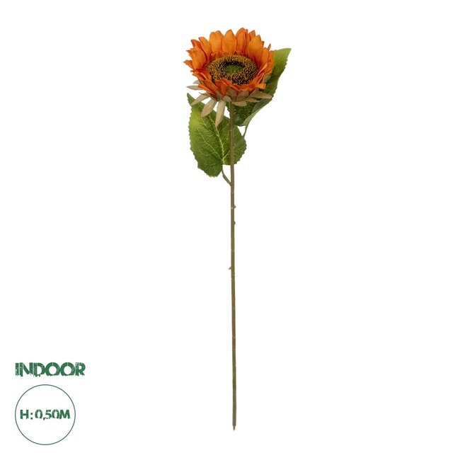 Artificial Garden ORANGE SUNFLOWER BRANCH 21213 Τεχνητό Διακοσμητικό Κλαδί Ηλιοτρόπιο Πορτοκαλί Y50cm