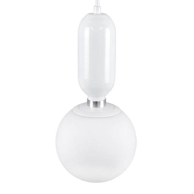 MAVERICK 00944 Μοντέρνο Κρεμαστό Φωτιστικό Οροφής Μονόφωτο Λευκό Μεταλλικό Γυάλινο Μπάλα Φ15 x Υ15cm - 5