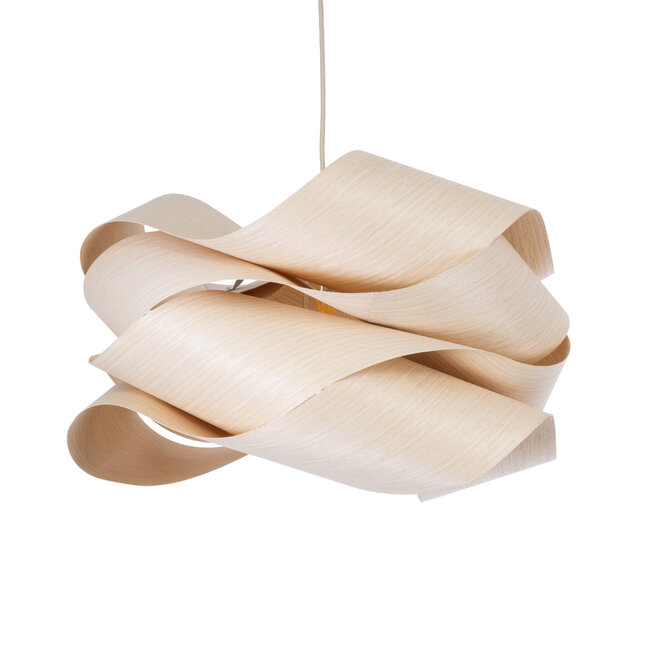 CORALINE 02181 Boho Κρεμαστό Φωτιστικό Οροφής Μονόφωτο 1 x E27 AC220-240V IP20 - Φ60 x Υ30cm - Μπεζ Λεπτό Φύλλο Ξύλου Πλέγμα - 5 Χρόνια Εγγύηση - 11