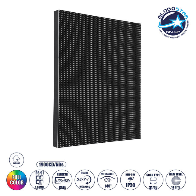 NEOWALL 41024 Module για Οθόνες Video Wall 25x25cm 64x64px P3.91 LED 45W 3840Hz 4096 Dots ≥1900cd/㎡ Nits DC 5V Εσωτερικού Χώρου IP31 Full Color S1/16 14Bits - Kinglight SMD2121 - Αριστερό - Μ25 x Π1.2 x Υ25cm - 2 Χρόνια Εγγύηση