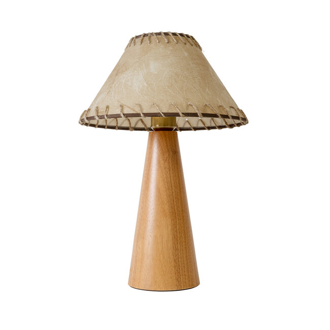 MASPALOMAS 02291 Boho Επιτραπέζιο Φωτιστικό Μονόφωτο 1 x E27 AC220-240V IP20 - Φ30 x Υ45cm - Μπεζ Ξύλινο Καμπάνα - 5 Χρόνια Εγγύηση