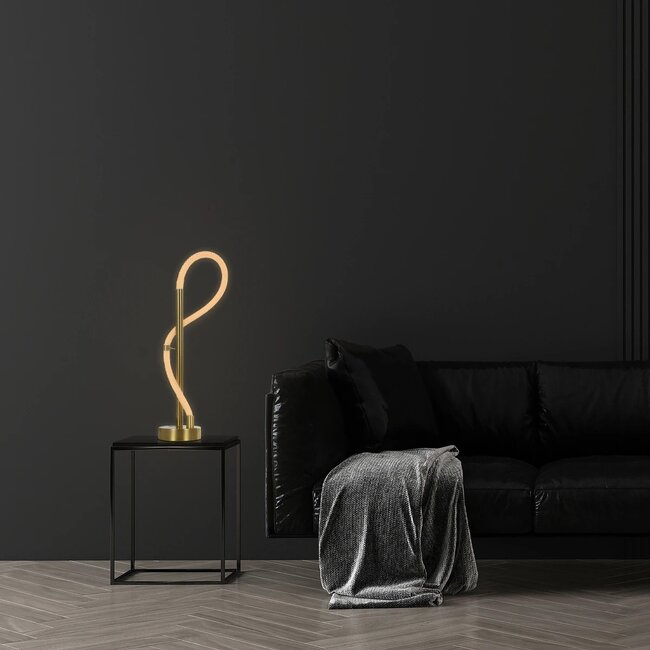 kelvo® GLOW 61685 Μοντέρνο Επιτραπέζιο Φωτιστικό Πορτατίφ LED 18W 1800lm 360° AC 220-240V IP20 Ρυθμιζόμενο Λευκό CCT με Αφή 2700K/4500K/6000K Dimmable - Lumileds SMD Chip - Χρυσό Πλατίνα & Λευκό Νήμα - Μ30 x Π30 x Υ60cm - 3 Χρόνια Εγγύηση