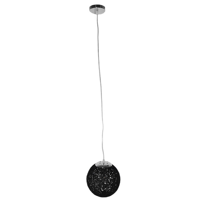 Vintage Κρεμαστό Φωτιστικό Οροφής Μονόφωτο Μαύρο Ξύλινο Ψάθινο Rattan Φ20  ECOS 01356 - 2