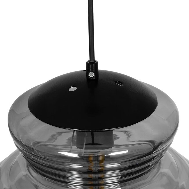 CORTE 206-0028 Μοντέρνο Κρεμαστό Φωτιστικό Οροφής με Ντουί 1 x E27 AC 220-240V IP20 - Μαύρο Φιμέ - Μ25 x Π25 x Υ30cm - 10