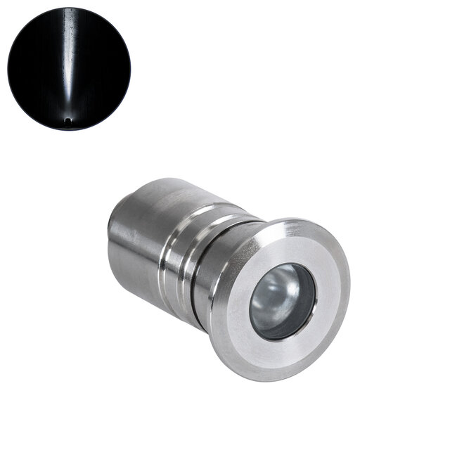 UNDERWATER-DANI 90412 Υποβρύχιο Χωνευτό Φωτιστικό Σποτ Ειδικό για Σιντριβάνια LED 1W 100lm 5° DC 24V Αδιάβροχο IP68 Φ3 x Υ5cm Ψυχρό Λευκό 6000K - Ανοξείδωτο Ατσάλι - 3 Years Warranty