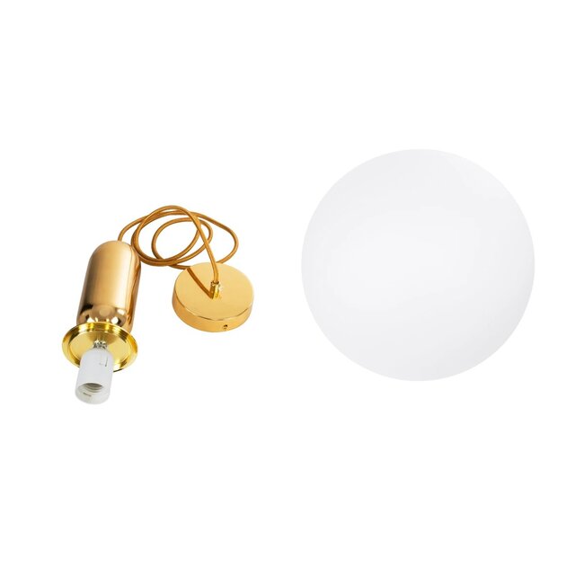kelvo® ESTETICO KLV-101-0383 Κρεμαστό Φωτιστικό Οροφής για Λάμπα με Ντουί E27 AC 220-240V IP20 - Χρυσό Βούρτσας Πλατίνα & Λευκό - Μ30 x Π30 x Υ48cm - 9