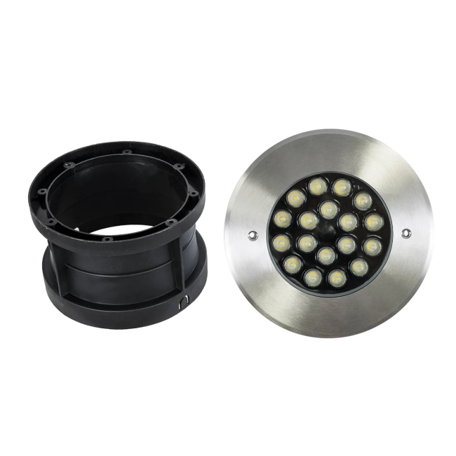 UNDERGROUND-SINA 90572 Χωνευτό Φωτιστικό Σποτ Δαπέδου LED 18W 1710lm 15° DC 24V Αδιάβροχο IP68 Φ20 x Υ11cm Φυσικό Λευκό 4500K - Ανοξείδωτο Ατσάλι - 3 Χρόνια Εγγύηση - 9
