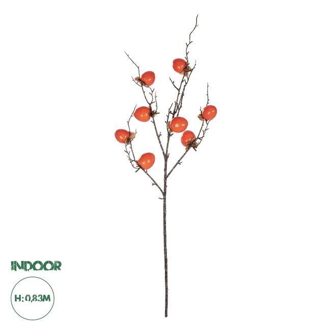 Artificial Garden ORANGE PERSIMMON FRUIT BRANCH 21438 Τεχνητό Διακοσμητικό Πορτοκαλί Κλαδί Λωτός Y83cm