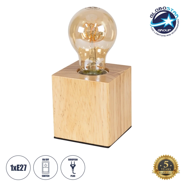 Cube 99405 Μοντέρνο Ξύλινο Επιτραπέζιο Φωτιστικό Πορτατίφ Λαμπατέρ με Βάση E27 Μονόφωτο Κύβος Μπεζ - Φυσικός Άχρωμος Δρυς με 1.8m καλώδιο και διακόπτη M8 x Π8 x Υ8cm Cube 99405 Μοντέρνο Ξύλινο Επιτραπέζιο Φωτιστικό Πορτατίφ Λαμπατέρ με Βάση E27 Μονόφωτο Κύβος Μπεζ - Φυσικός Άχρωμος Δρυς με 1.8m καλώδιο και διακόπτη M8 x Π8 x Υ8cm
