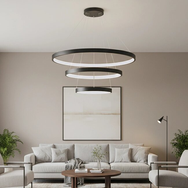 kelvo® NEMESIS KLV-101-0220 Κρεμαστό Φωτιστικό Οροφής LED 120W 12000lm 180° AC 220-240V IP20 Ρυθμιζόμενο Λευκό CCT με Χειριστήριο από 2700K έως 6000K Dimmable - Lumileds SMD Chip - Μαύρο Ματ - Μ80 x Π80 x Υ80cm - 3 Χρόνια Εγγύηση