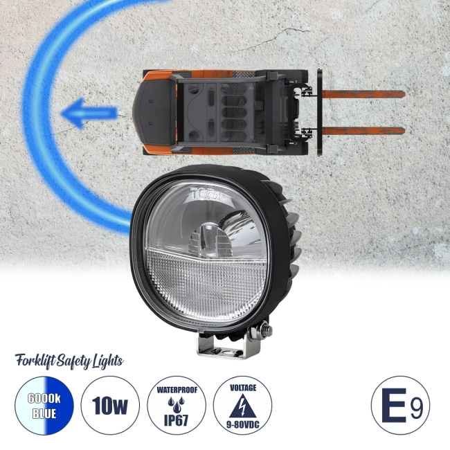 85429 E9 Mark Forklift Safety Lights - Φώτα Προειδοποίησης & Διαγράμμισης Ασφαλείας για Περονοφόρα - Κλάρκ LED 10W DC 9-80V Αδιάβροχο IP67 Μπλε & Ψυχρό Λευκό 6000K Μ12.5 x Π10 x Υ6.5cm 85429 E9 Mark Forklift Safety Lights - Φώτα Προειδοποίησης & Διαγράμμισης Ασφαλείας για Περονοφόρα - Κλάρκ LED 10W DC 9-80V Αδιάβροχο IP67 Μπλε & Ψυχρό Λευκό 6000K Μ12.5 x Π10 x Υ6.5cm