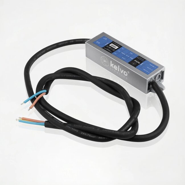 kelvo® SELAS KLV-107-0018 Τροφοδοτικό/Μετασχηματιστής Class II SELV 15W 1.25A AC 220-240V σε DC 12V Αδιάβροχο IP67 - Γκρι Ανθρακί Ματ - Μ11 x Π3 x Υ2cm - 5 Χρόνια Εγγύηση - 6