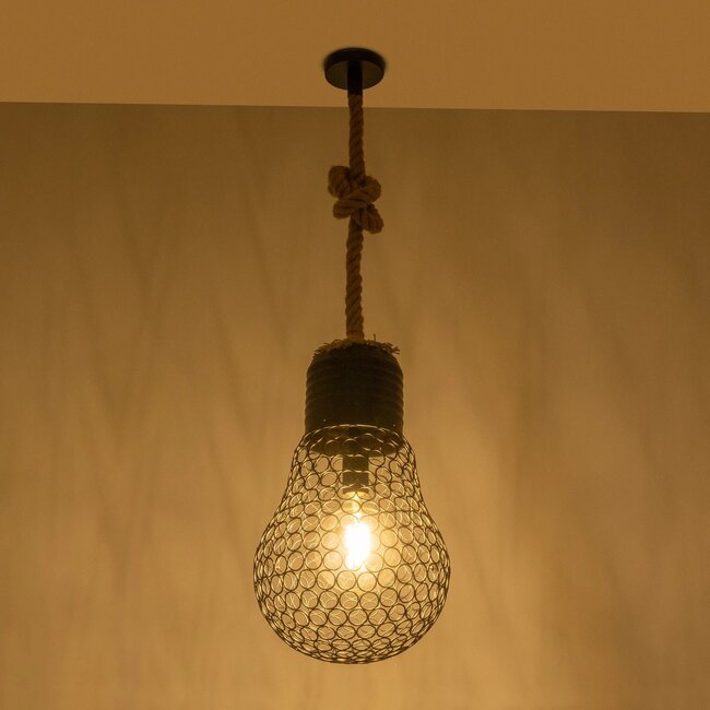 URBAN 999-0192 Vintage Κρεμαστό Φωτιστικό Οροφής με Ντουί 1 x E27 AC 220-240V IP20 - Μαύρο & Μπεζ - Μ28 x Π28 x Υ80cm - 2