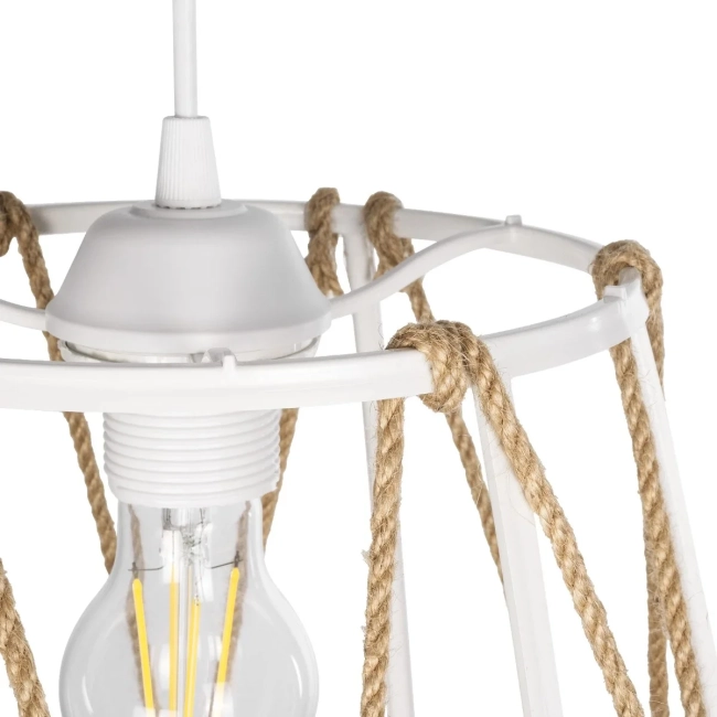  JUTE 203-0091 Μοντέρνο Κρεμαστό Φωτιστικό Οροφής με Ντουί 1 x E27 AC 220-240V IP20 - Λευκό & Μπεζ - Μ30 x Π30 x Υ23cm - 9