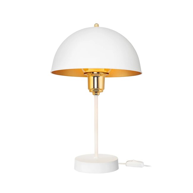 GAZETA 203-0302 Μοντέρνο Επιτραπέζιο Φωτιστικό Πορτατίφ με Ντουί 1 x E27 AC 220-240V IP20 - Λευκό & Χρυσό  - Μ25 x Π25 x Υ39cm