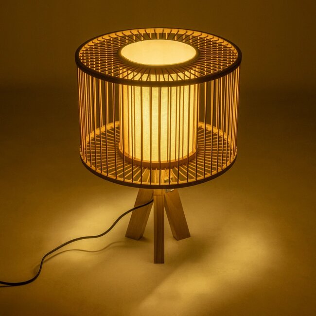 TULUM 01993 Boho Επιτραπέζιο Φωτιστικό Πορτατίφ με Ντουί 1 x E27 AC 220-240V IP20 - Μπεζ - Μ30 x Π30 x Υ40cm - 2