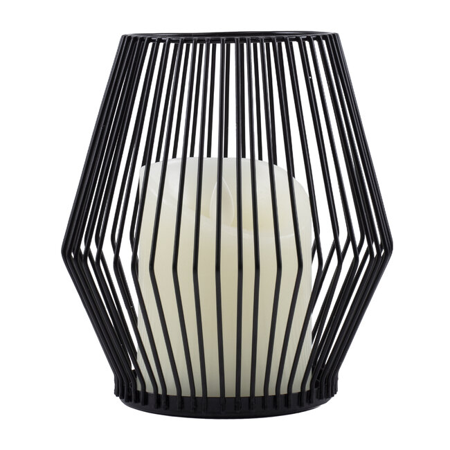 CANDLE 76493 Διακοσμητικό Realistic Κερί με LED Εφέ Κινούμενης Φλόγας - Μπαταρίας 2 x AA (Δεν Συμπεριλαμβάνονται) & Ασύρματο Χειριστήριο IR Θερμό Λευκό 2700K Dimmable Μαύρο Φ14 x Υ16cm