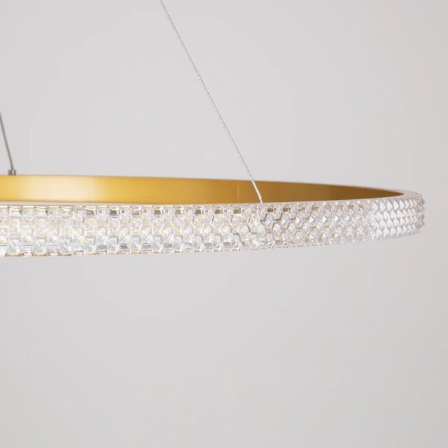 kelvo® DIAMOND KLV-101-0234 Κρεμαστό Φωτιστικό Οροφής LED 75W 7500lm 180° AC 220-240V IP20 Ρυθμιζόμενο Λευκό CCT με Χειριστήριο από 2700K έως 6000K Dimmable - Lumileds SMD Chip - Χρυσό Πλατίνα - Μ100 x Π100 x Υ3cm - 3 Χρόνια Εγγύηση - 6