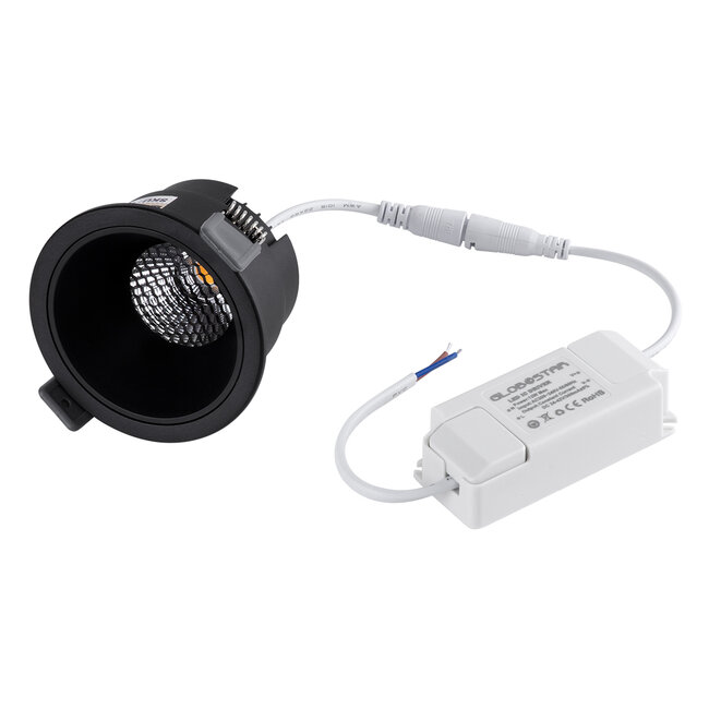 PLUTO-M 60257 Χωνευτό LED Spot Downlight TrimLess Φ8.4cm 10W 1250lm 38° AC 220-240V IP20 Φ8.4 x Υ5.9cm - Στρόγγυλο - Μαύρο & Anti-Glare HoneyComb - Θερμό Λευκό 2700K - Bridgelux COB - 5 Years Warranty - 7