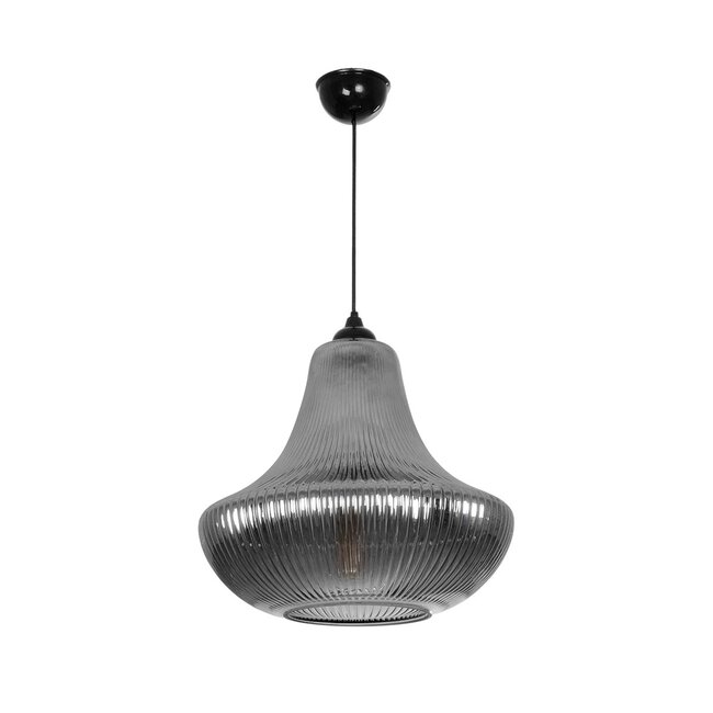 VERRE 206-0021 Μοντέρνο Κρεμαστό Φωτιστικό Οροφής με Ντουί 1 x E27 AC 220-240V IP20 - Μαύρο Φιμέ - Μ38 x Π38 x Υ34cm - 4