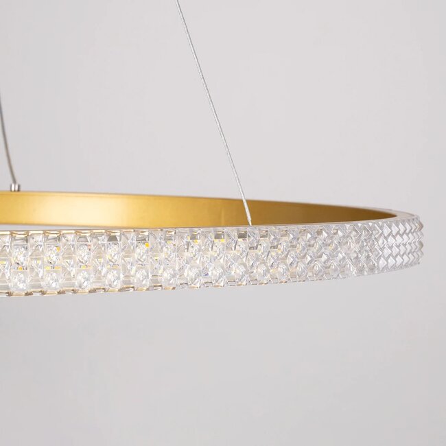 kelvo® DIAMOND KLV-101-0232 Κρεμαστό Φωτιστικό Οροφής LED 67W 6700lm 180° AC 220-240V IP20 Ρυθμιζόμενο Λευκό CCT με Χειριστήριο από 2700K έως 6000K Dimmable - Lumileds SMD Chip - Χρυσό Πλατίνα - Μ80 x Π80 x Υ3cm - 3 Χρόνια Εγγύηση - 6