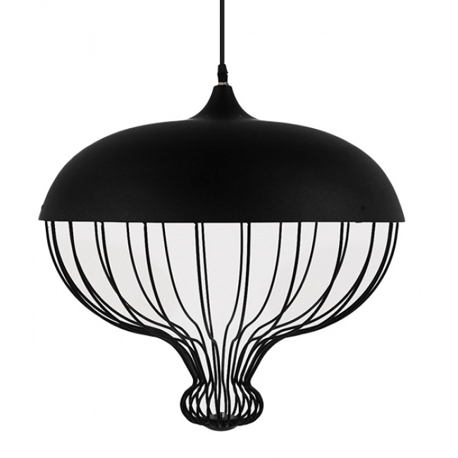 Vintage Κρεμαστό Φωτιστικό Οροφής Μονόφωτο Μαύρο Μεταλλικό Πλέγμα Φ46  SOBRINO 01108 - 1