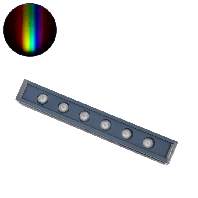 WASHERMARGO 90184 Μπάρα Φωτισμού Wall Washer LED 6W 510lm 30° DC 24V Αδιάβροχο IP65 Πολύχρωμο RGBW Dimmable DMX512 - Bridgelux SMD Chip - Γκρι Ανθρακί - Μ30 x Π4 x Υ5cm - 3 Χρόνια Εγγύηση - 10