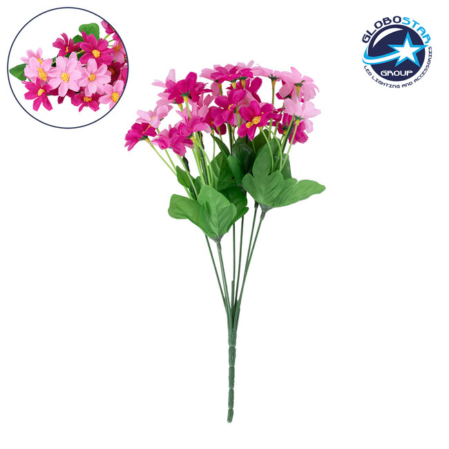 78206 Τεχνητό Φυτό Μπουκέτο Διακοσμητικών Λουλουδιών με 7 Φούξια Μαργαρίτες M20 x Υ35 x Π20cm