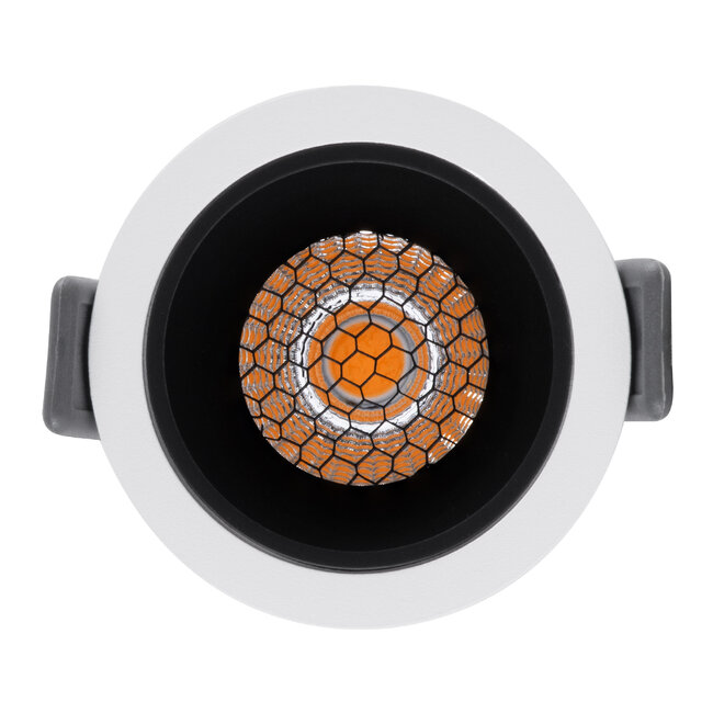 PLUTO-S 60247 Χωνευτό LED Spot Downlight TrimLess Φ6.4cm 7W 875lm 38° AC 220-240V IP20 Φ6.4 x Υ4.9cm - Στρόγγυλο - Λευκό με Μαύρο Κάτοπτρο & Anti-Glare HoneyComb - Θερμό Λευκό 2700K - Bridgelux COB - 5 Years Warranty - 6