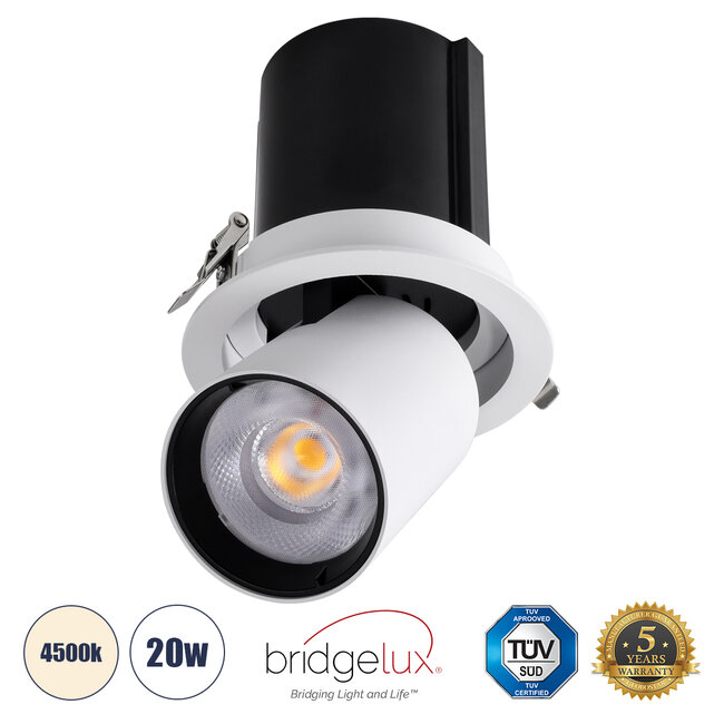 VIRGO-B 60310 Χωνευτό LED Spot Downlight TrimLess Φ13.5cm 20W 2600lm 36° AC 220-240V IP20 Φ13.5cm x Υ14cm - Στρόγγυλο - Λευκό με Μαύρο Κάτοπτρο - Φυσικό Λευκό 4500K - Bridgelux COB - 5 Years Warranty VIRGO-B 60310 Χωνευτό LED Spot Downlight TrimLess Φ13.5cm 20W 2600lm 36° AC 220-240V IP20 Φ13.5cm x Υ14cm - Στρόγγυλο - Λευκό με Μαύρο Κάτοπτρο - Φυσικό Λευκό 4500K - Bridgelux COB - 5 Years Warranty