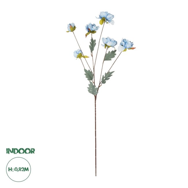 Artificial Garden SKY BLUE PAEONIA BRANCH 21306 Τεχνητό Διακοσμητικό Κλαδί Παιώνιας Μπλέ Y82cm