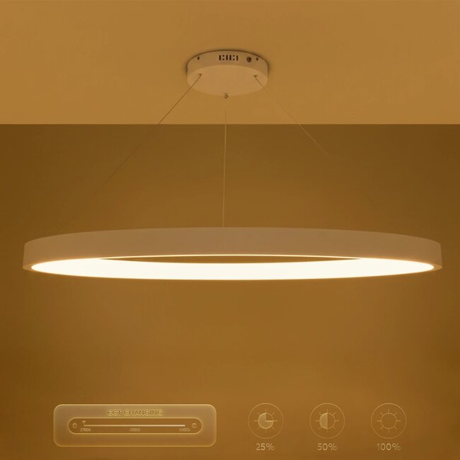 kelvo® NEMESIS KLV-101-0212 Κρεμαστό Φωτιστικό Οροφής LED 67W 6700lm 180° AC 220-240V IP20 Ρυθμιζόμενο Λευκό CCT με Χειριστήριο από 2700K έως 6000K Dimmable - Lumileds SMD Chip - Λευκό Ματ - Μ80 x Π80 x Υ4cm - 3 Χρόνια Εγγύηση - 11