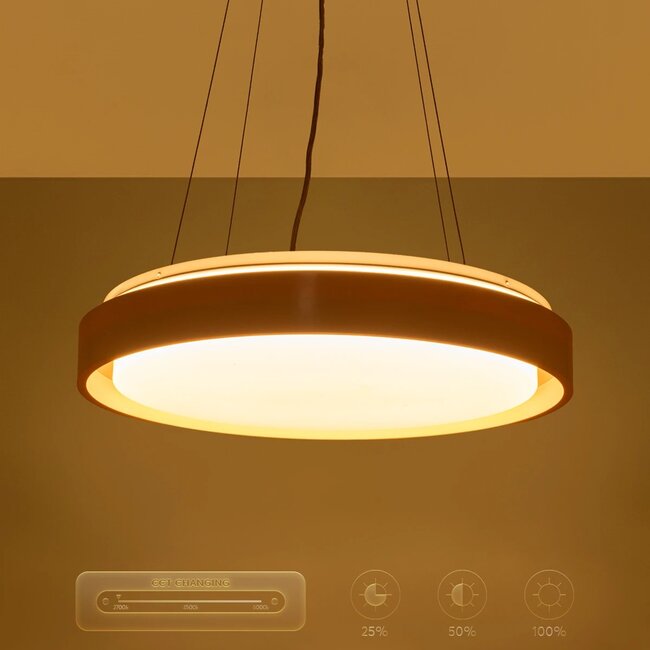 kelvo® BARCHETTA KLV-101-0267 Κρεμαστό Φωτιστικό Οροφής LED 72W 7200lm 120° AC 220-240V IP20 Ρυθμιζόμενο Λευκό CCT με Χειριστήριο από 2700K έως 6000K Dimmable - Lumileds SMD Chip - Λευκό & Σαμπανιζέ Χρυσό Ματ - Μ48 x Π48 x Υ8.2cm - 3 Χρόνια Εγγύηση - 16