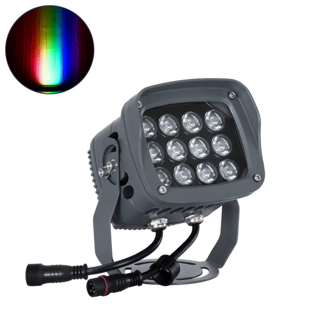  FLOODXENA 90699 Προβολέας Σποτ Wall Washer με Αντιθαμβωτική Γρίλια LED 24W 2040lm 10° DC 24V Αδιάβροχο IP65 Πολύχρωμο RGBW Dimmable DMX512 - Bridgelux SMD Chip - Γκρι Ανθρακί - Μ13 x Π11 x Υ15cm - 3 Χρόνια Εγγύηση